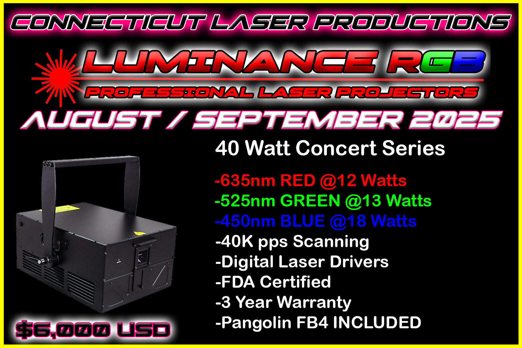 40 Watt Luminance RGB Laser Light Show System Special Pricing